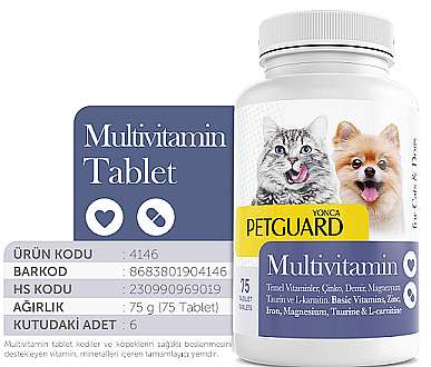 Petguard Kedi&Köpek Multivitamin Tablet 75li - 1