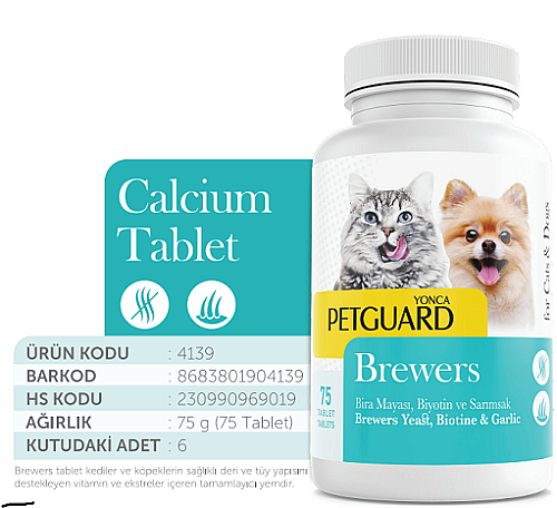Petguard Kedi&Köpek Brewars Tablet 75li