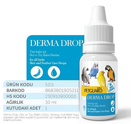 Petguard Derma-Support Tüy Bakım Kuş Ense Damlası 30 ml 6 lı 